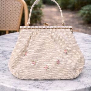 Elegant Cream Beaded Handbag